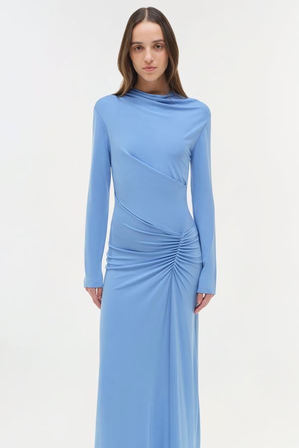 Jonathan Simkhai Ferrera Draped Jersey Midi Dress Horizon