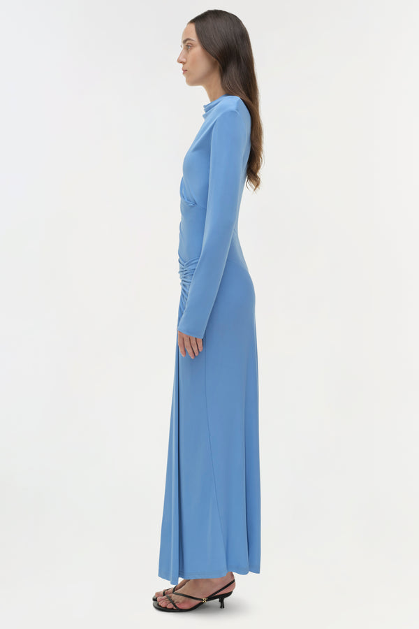 Jonathan Simkhai Ferrera Draped Jersey Midi Dress Horizon