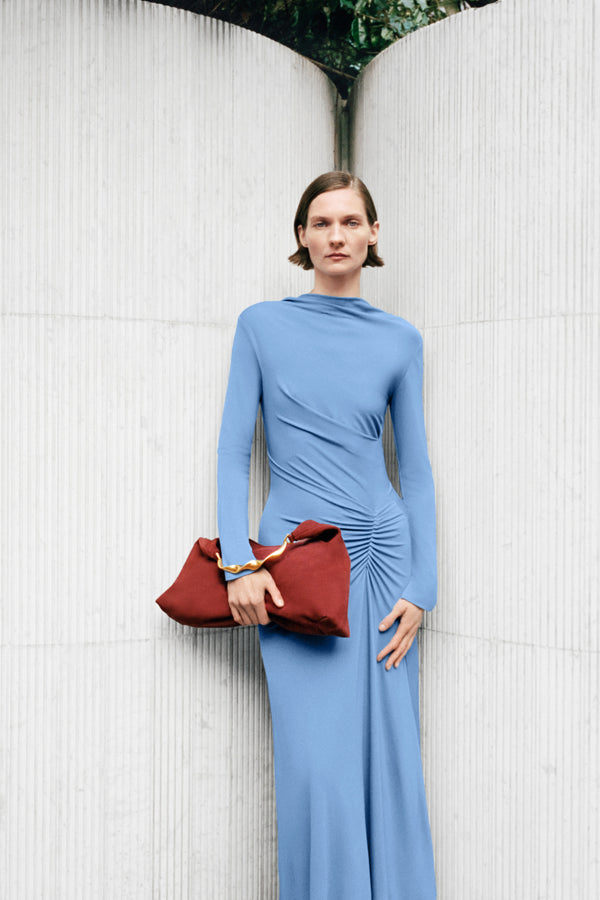 jonathan simkhai Ferrera Draped Jersey Midi Dress Horizon