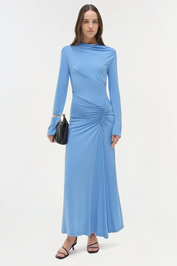 Jonathan Simkhai Ferrera Draped Jersey Midi Dress Horizon