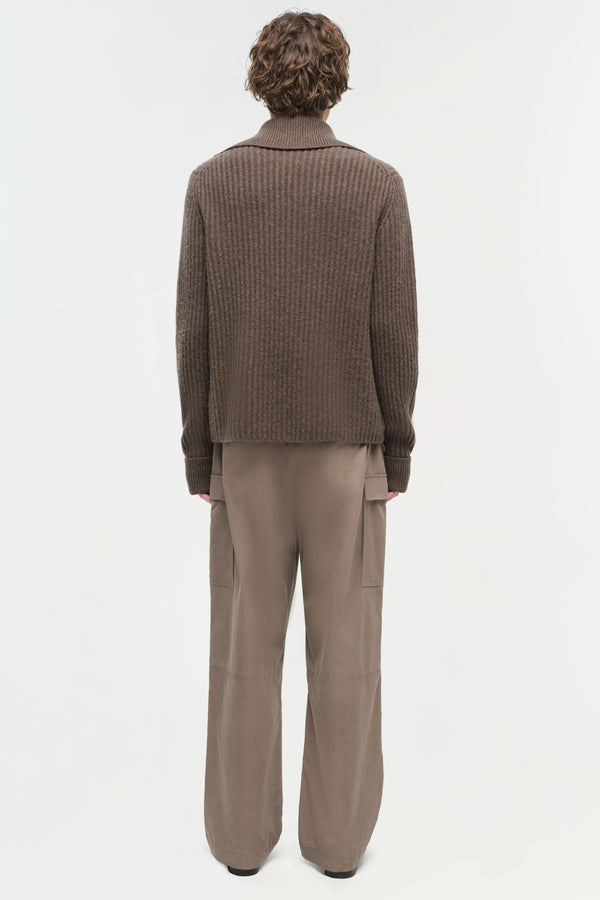 Jonathan Simkhai Geoff Cashmere Zip Up Jacket CHOCOLATE MELANGE