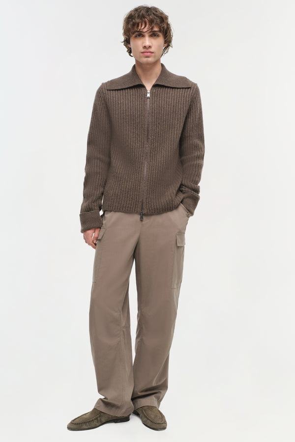 jonathan simkhai Geoff Cashmere Zip Up Jacket CHOCOLATE MELANGE