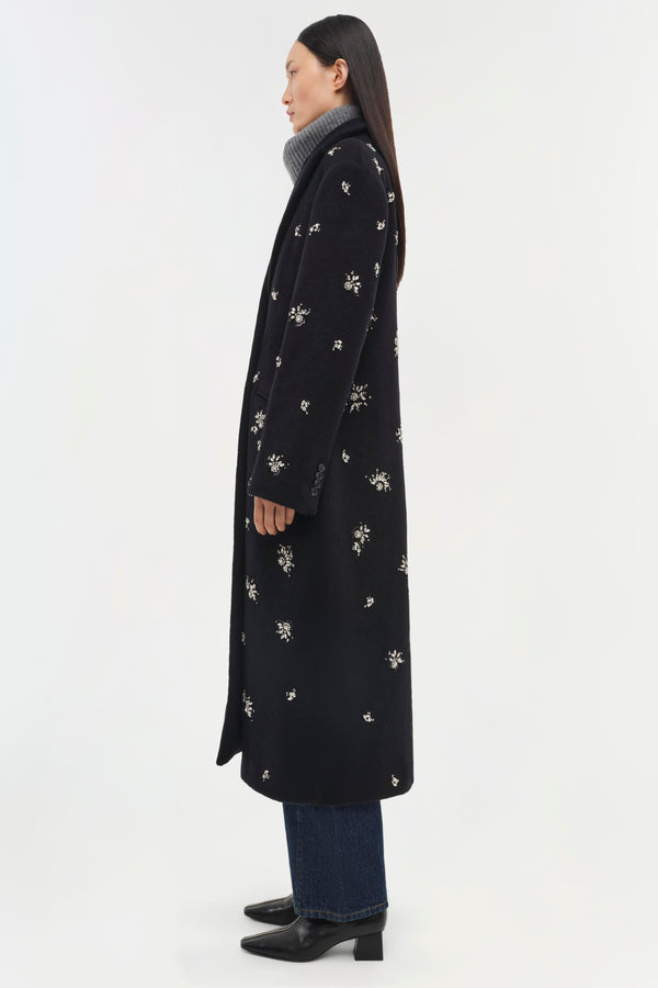 Jonathan Simkhai Gianni Embellished Wool Coat Black