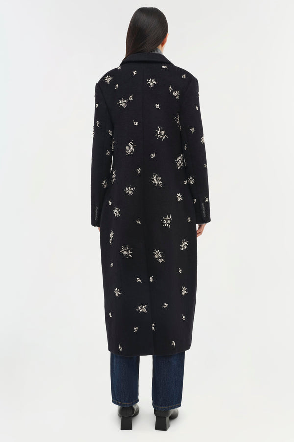 Jonathan Simkhai Gianni Embellished Wool Coat Black