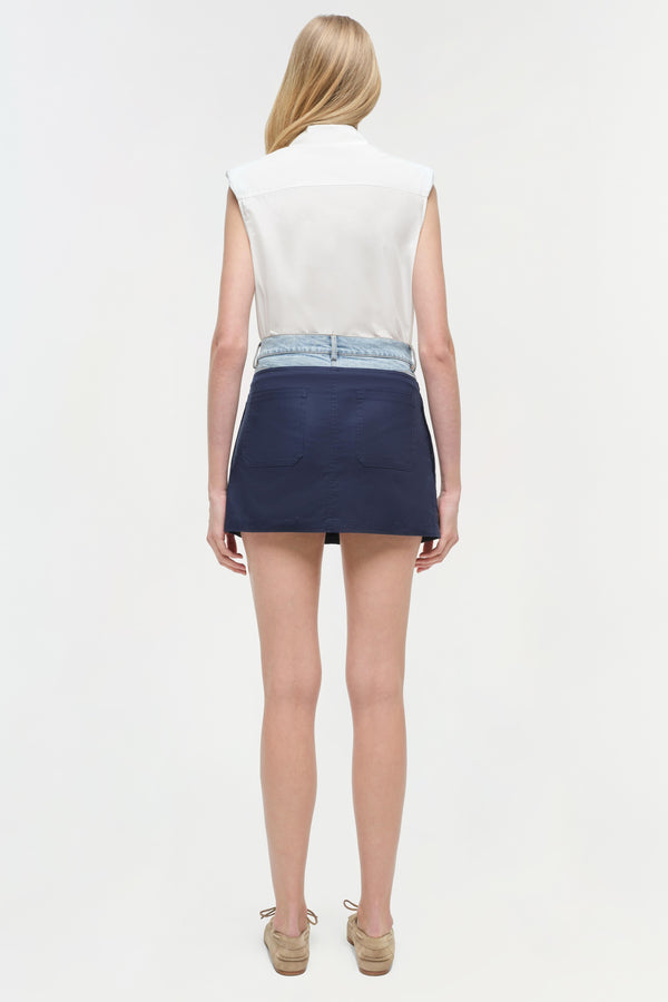 Jonathan Simkhai Hampton Denim Combo Mini Skirt MIDNIGHT MULTI