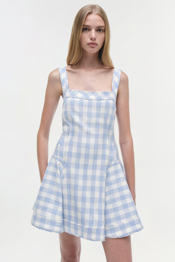 Jonathan Simkhai Hannalie Mini Dress BLUE HYDRANGEA GINGHAM