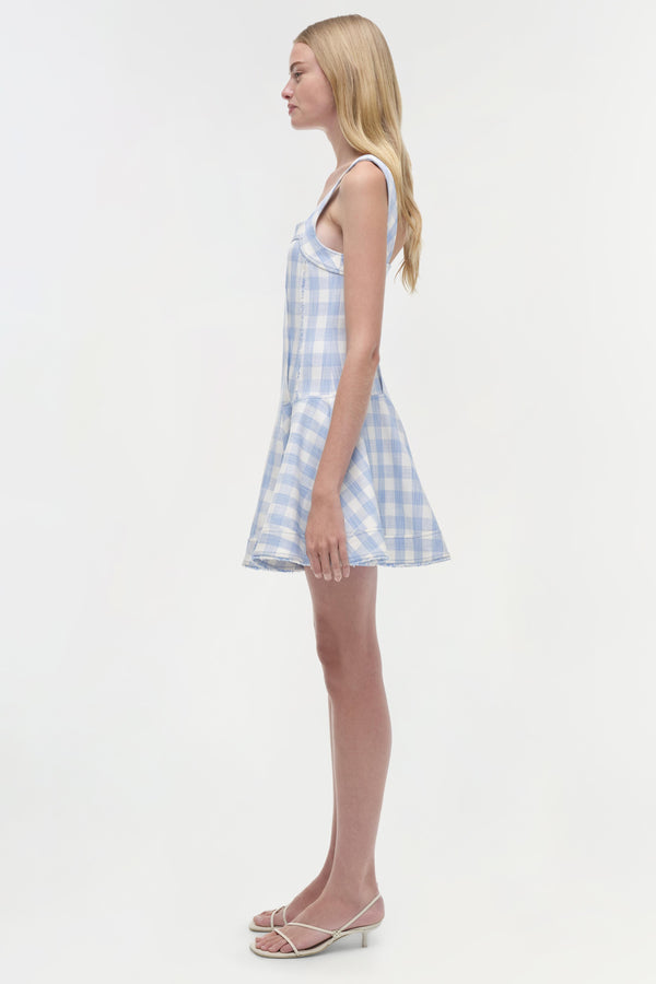 Jonathan Simkhai Hannalie Mini Dress BLUE HYDRANGEA GINGHAM