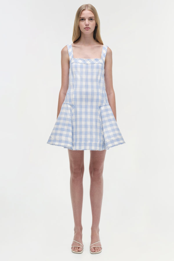 Jonathan Simkhai Hannalie Mini Dress BLUE HYDRANGEA GINGHAM