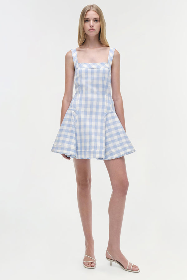 jonathan simkhai Hannalie Mini Dress BLUE HYDRANGEA GINGHAM