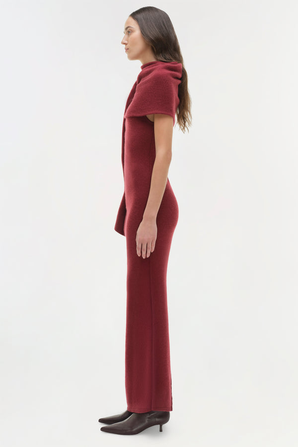 Jonathan Simkhai Hathaway Wool Cashmere Midi Dress CRANBERRY