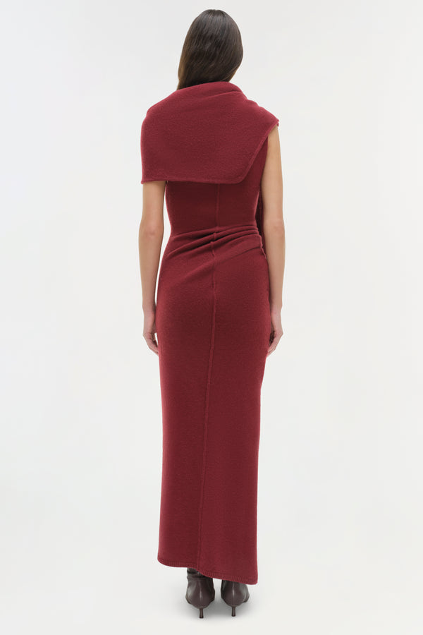Jonathan Simkhai Hathaway Wool Cashmere Midi Dress CRANBERRY