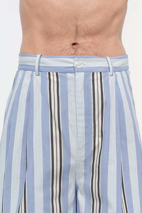 Jonathan Simkhai Hugh Poplin Shorts BLUE MULTI STRIPE