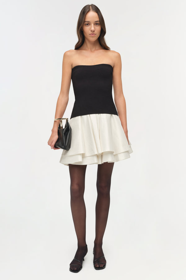 jonathan simkhai Isabelle Taffeta Knit Mini Dress BLACK MULTI
