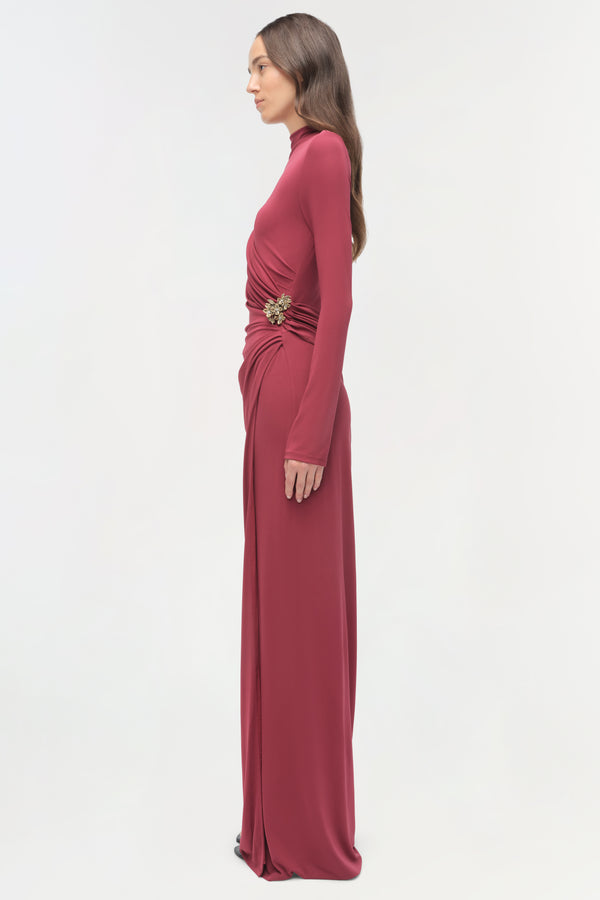 Jonathan Simkhai Izadora Embellished Jersey Midi Dress CRANBERRY