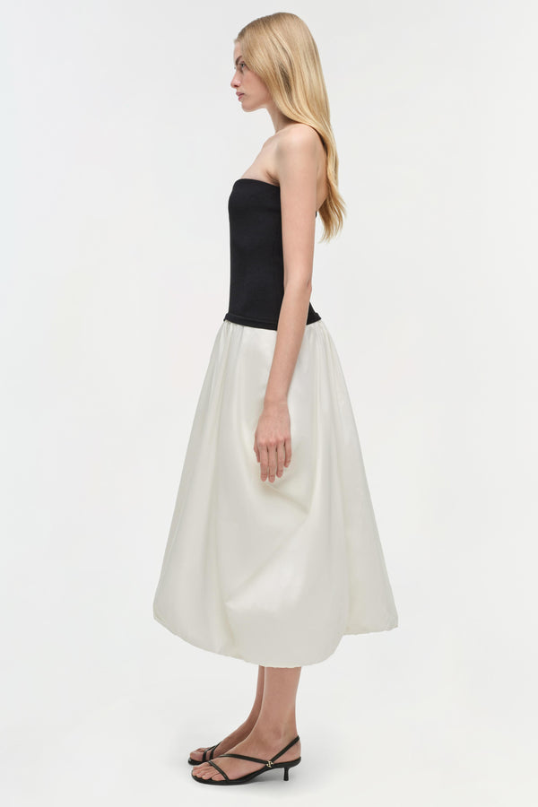 Jonathan Simkhai Izzy Strapless Taffeta Midi Dress BLACK MULTI