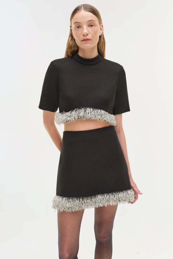 Jonathan Simkhai Jalen Embellished Cropped Top Black