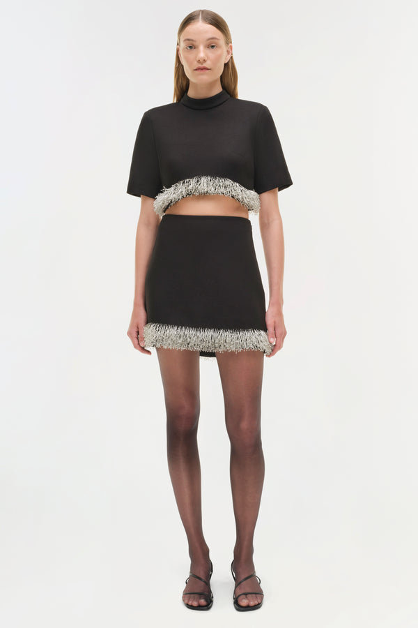 jonathan simkhai Jalen Embellished Cropped Top Black