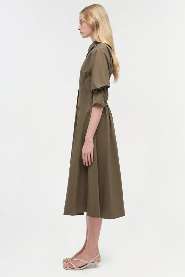 Jonathan Simkhai Jazz Cotton Midi Dress FADED OLIVE
