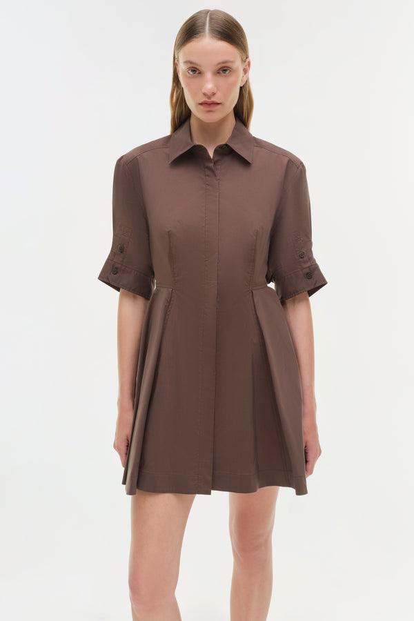 Jonathan Simkhai Jazzie Cotton Mini Dress CHOCOLATE