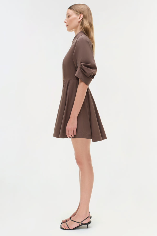 Jonathan Simkhai Jazzie Cotton Mini Dress CHOCOLATE