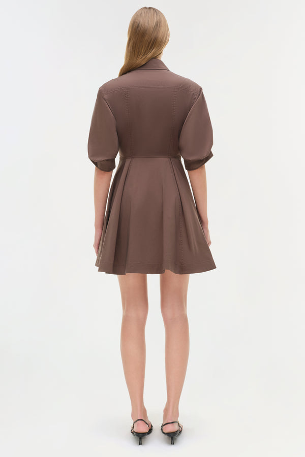 Jonathan Simkhai Jazzie Cotton Mini Dress CHOCOLATE