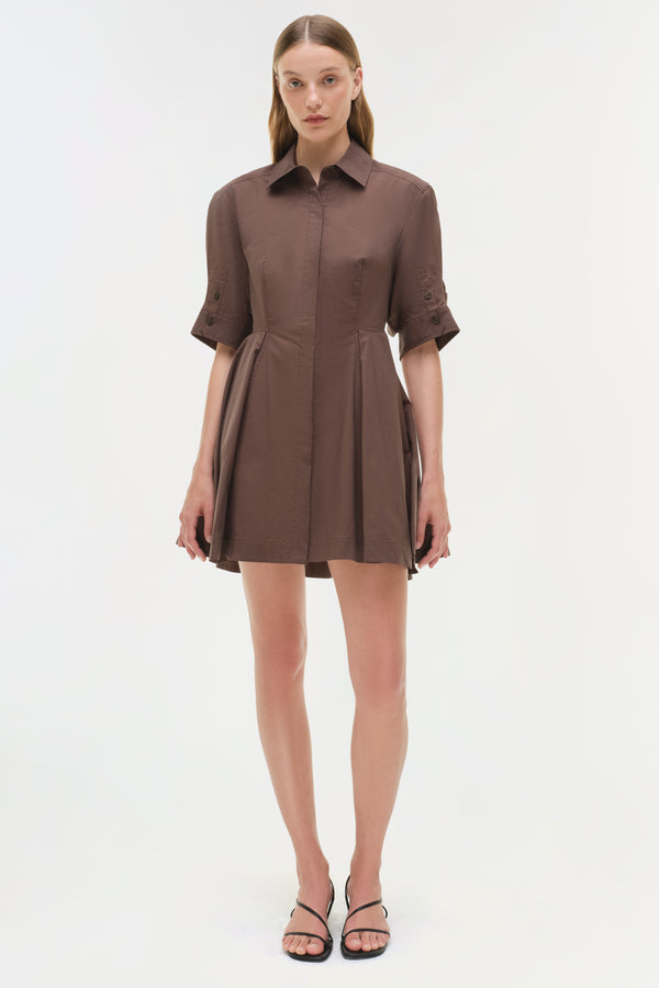 jonathan simkhai Jazzie Cotton Mini Dress CHOCOLATE