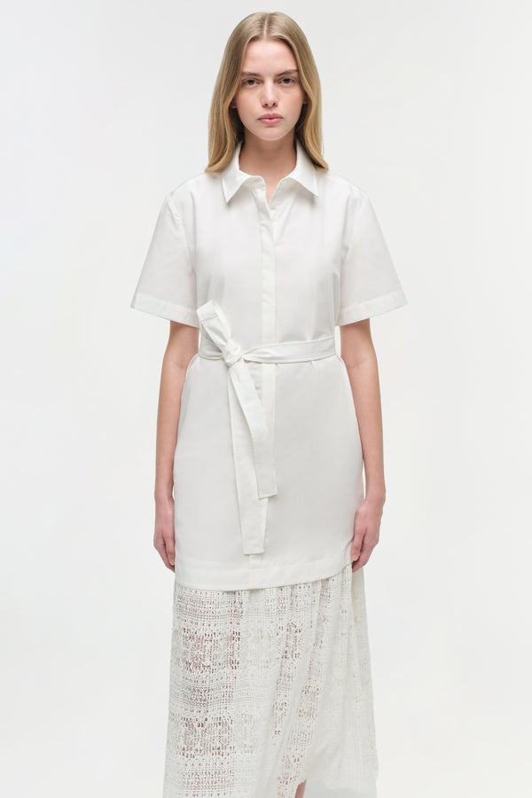 Jonathan Simkhai Jenner Lace Midi Shirt Dress WHITE