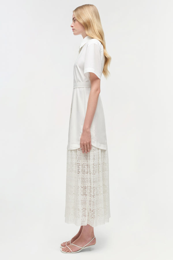 Jonathan Simkhai Jenner Lace Midi Shirt Dress WHITE