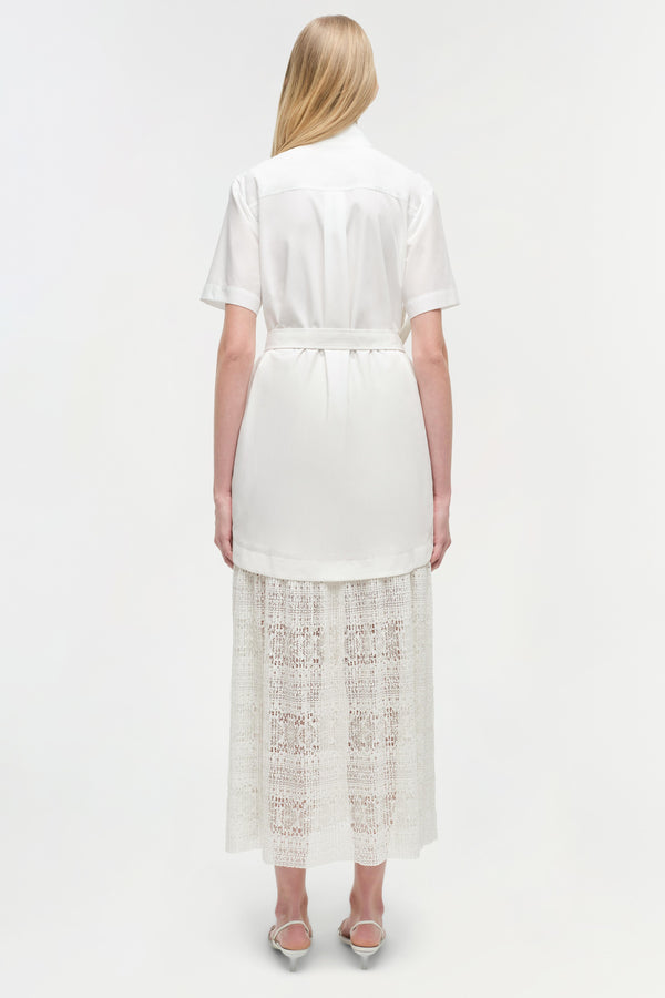 Jonathan Simkhai Jenner Lace Midi Shirt Dress WHITE