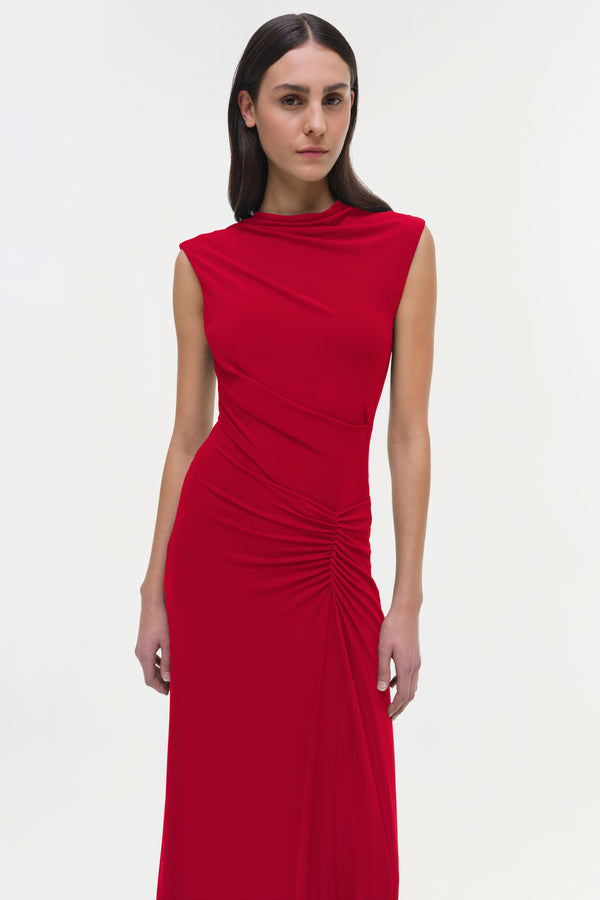 Jonathan Simkhai Acacia Jersey Midi Dress CRIMSON