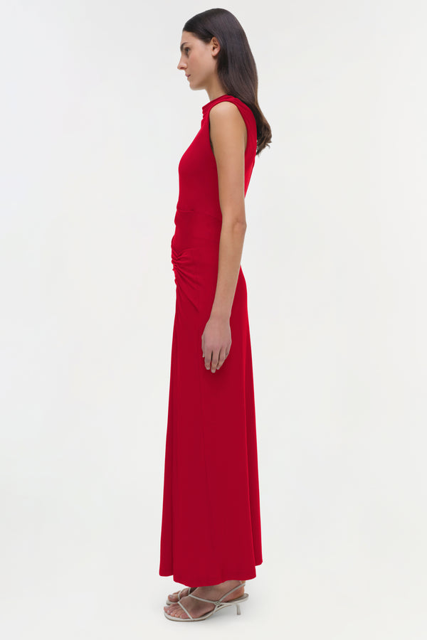 Jonathan Simkhai Acacia Jersey Midi Dress CRIMSON