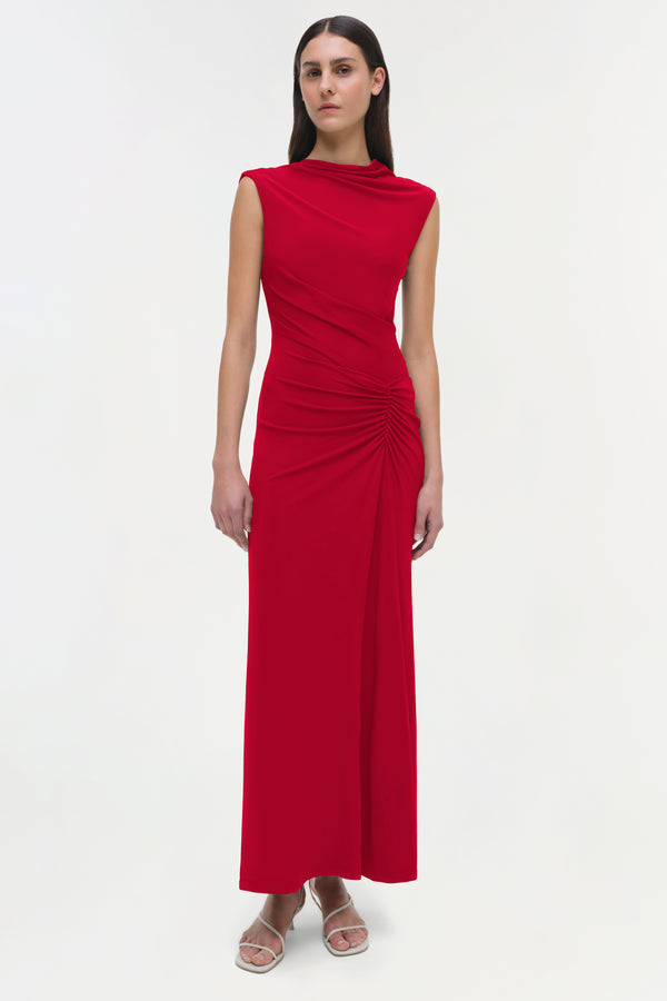 jonathan simkhai Acacia Jersey Midi Dress CRIMSON