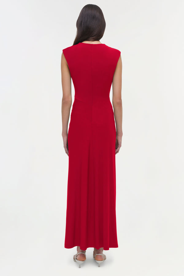 Jonathan Simkhai Acacia Jersey Midi Dress CRIMSON