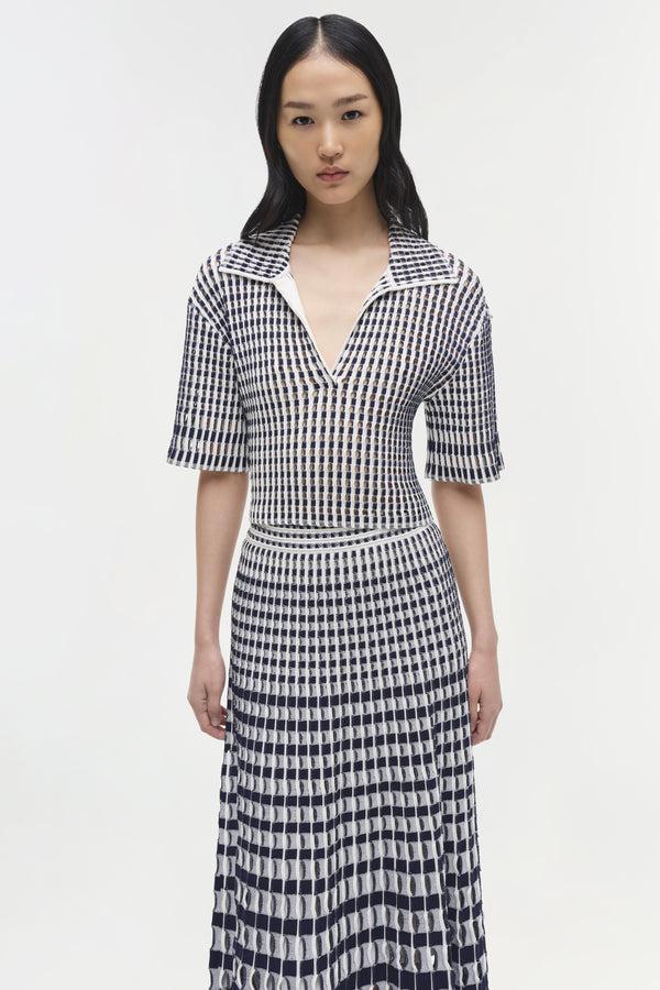 Jonathan Simkhai Adley Knit Polo MIDNIGHT MULTI