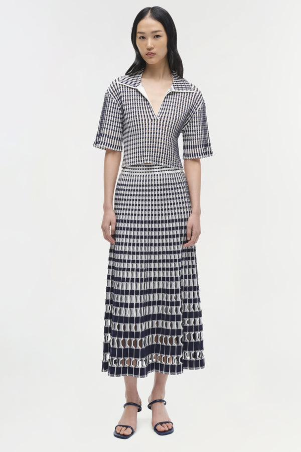 jonathan simkhai Adley Knit Polo MIDNIGHT MULTI