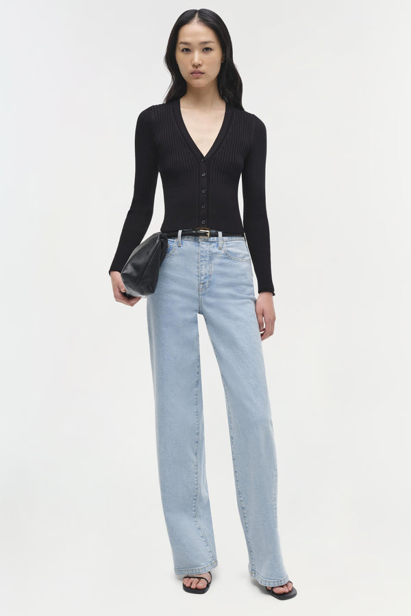 jonathan simkhai Ailany Rib Knit Cardigan Black