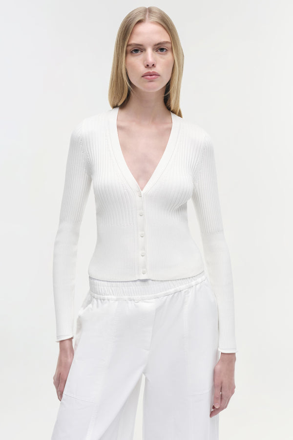 Jonathan Simkhai Ailany Rib Knit Cardigan WHITE