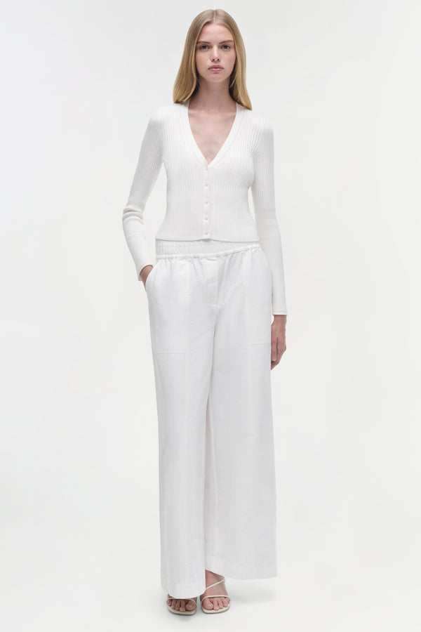 jonathan simkhai Ailany Rib Knit Cardigan WHITE