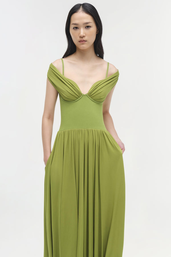 Jonathan Simkhai Amarantha Jersey Midi Dress Kiwi