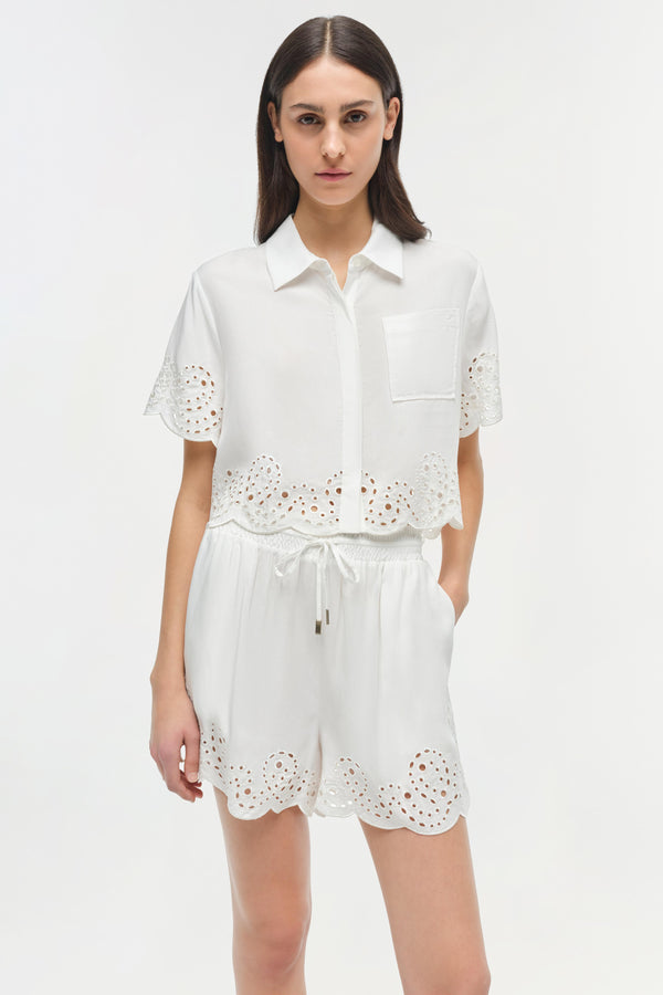 Jonathan Simkhai Amelie Embroidered Short WHITE