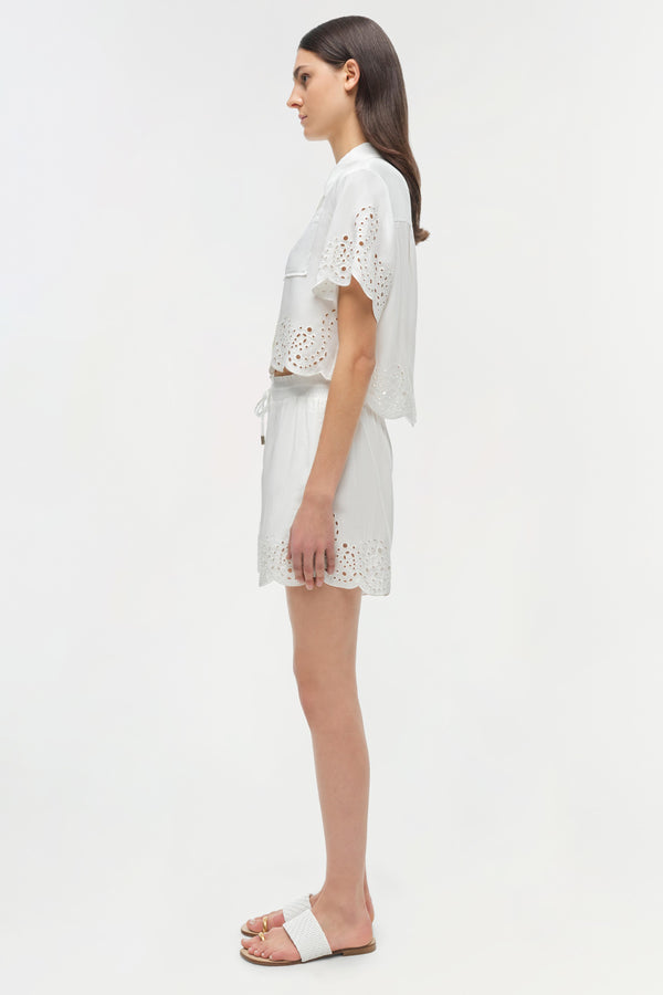 Jonathan Simkhai Amelie Embroidered Short WHITE