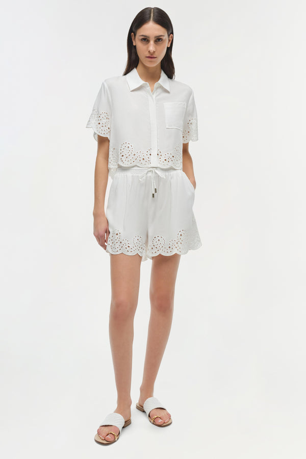 jonathan simkhai Amelie Embroidered Short WHITE