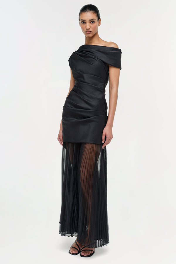 jonathan simkhai Ammalie Taffeta Midi Dress Black