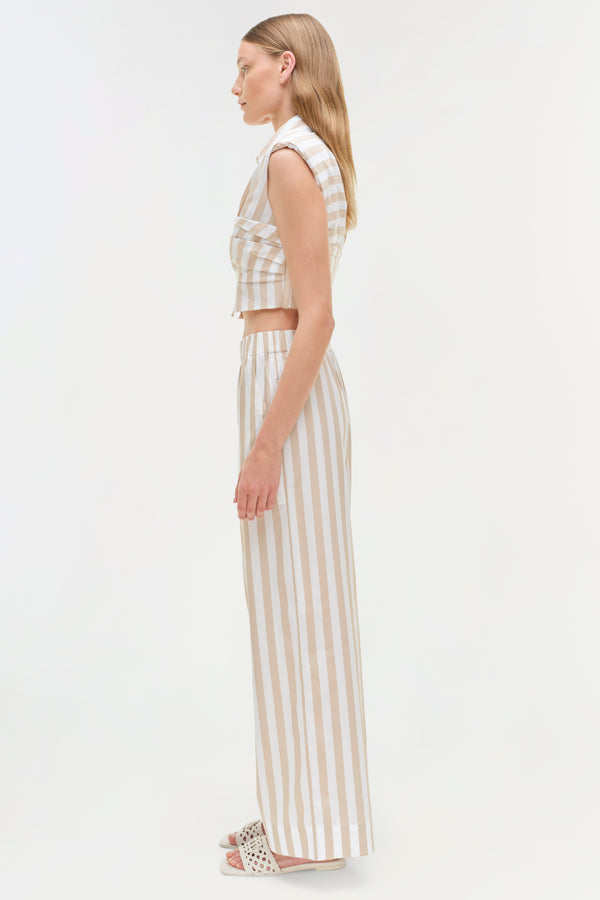 Jonathan Simkhai Arden Cotton Pant Sand Stripe