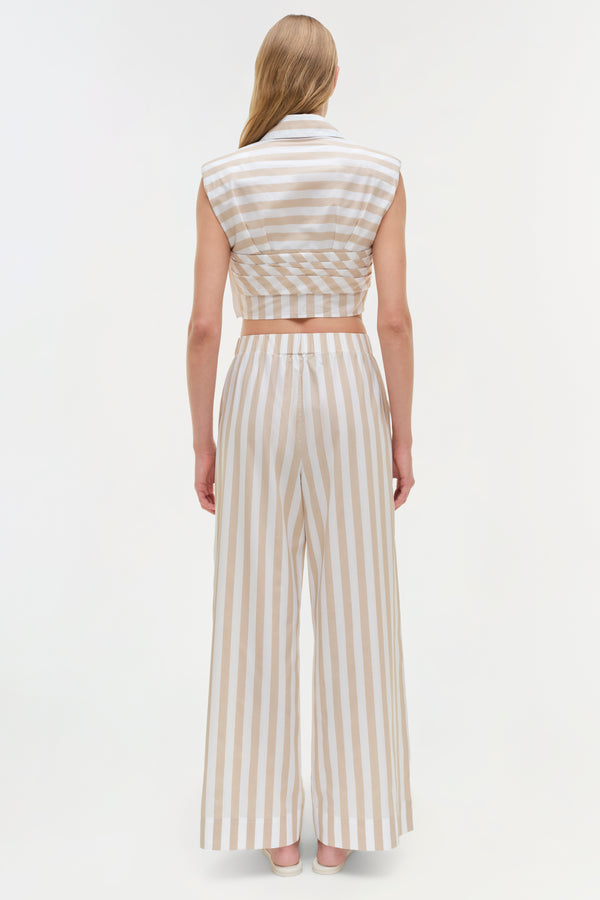 Jonathan Simkhai Arden Cotton Pant Sand Stripe