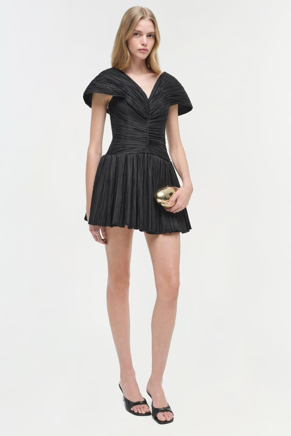 jonathan simkhai Avarie Plisse Mini Dress Black