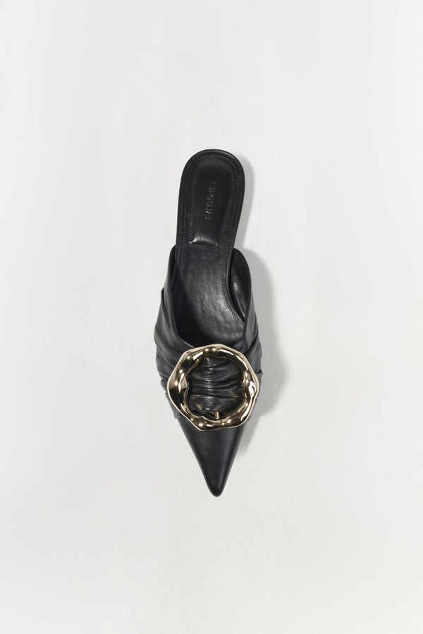 Jonathan Simkhai Belle Leather Flat Mule Black