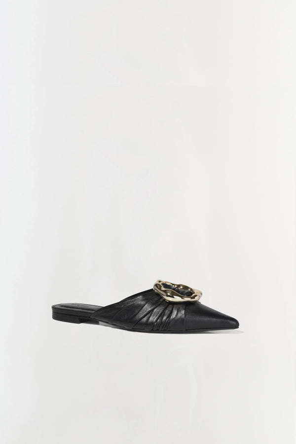 Jonathan Simkhai Belle Leather Flat Mule Black