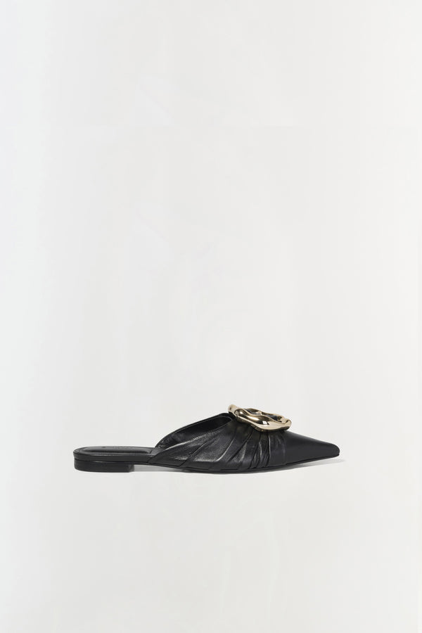 Jonathan Simkhai Belle Leather Flat Mule Black
