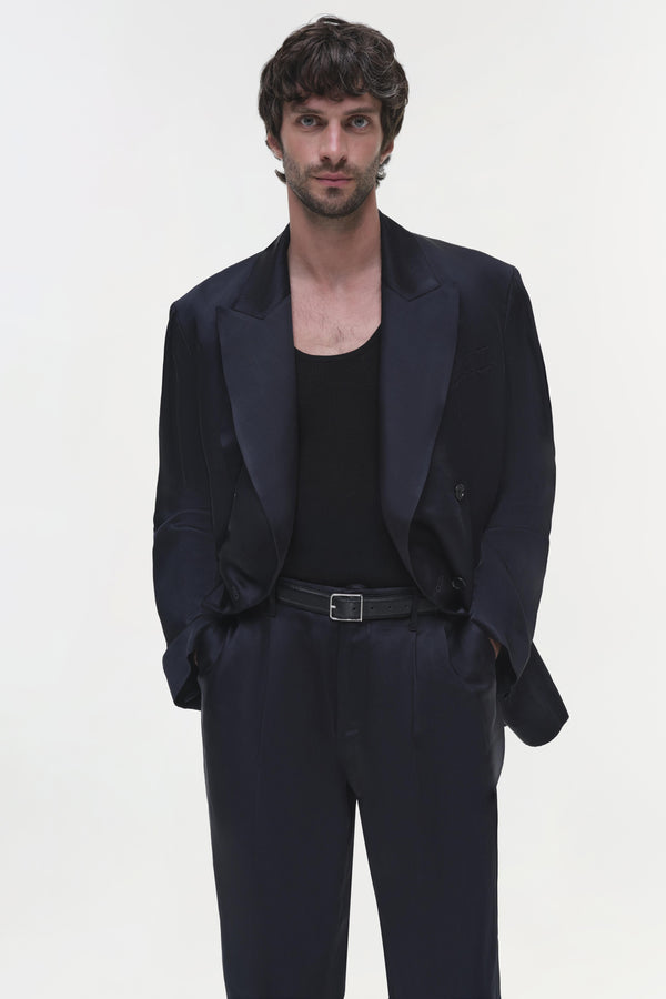 Jonathan Simkhai Benson Satin Blazer BLACK